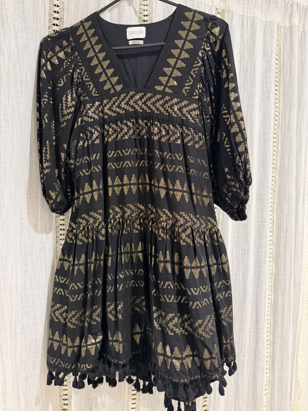 Saylor Black and Gold Geometric Dress